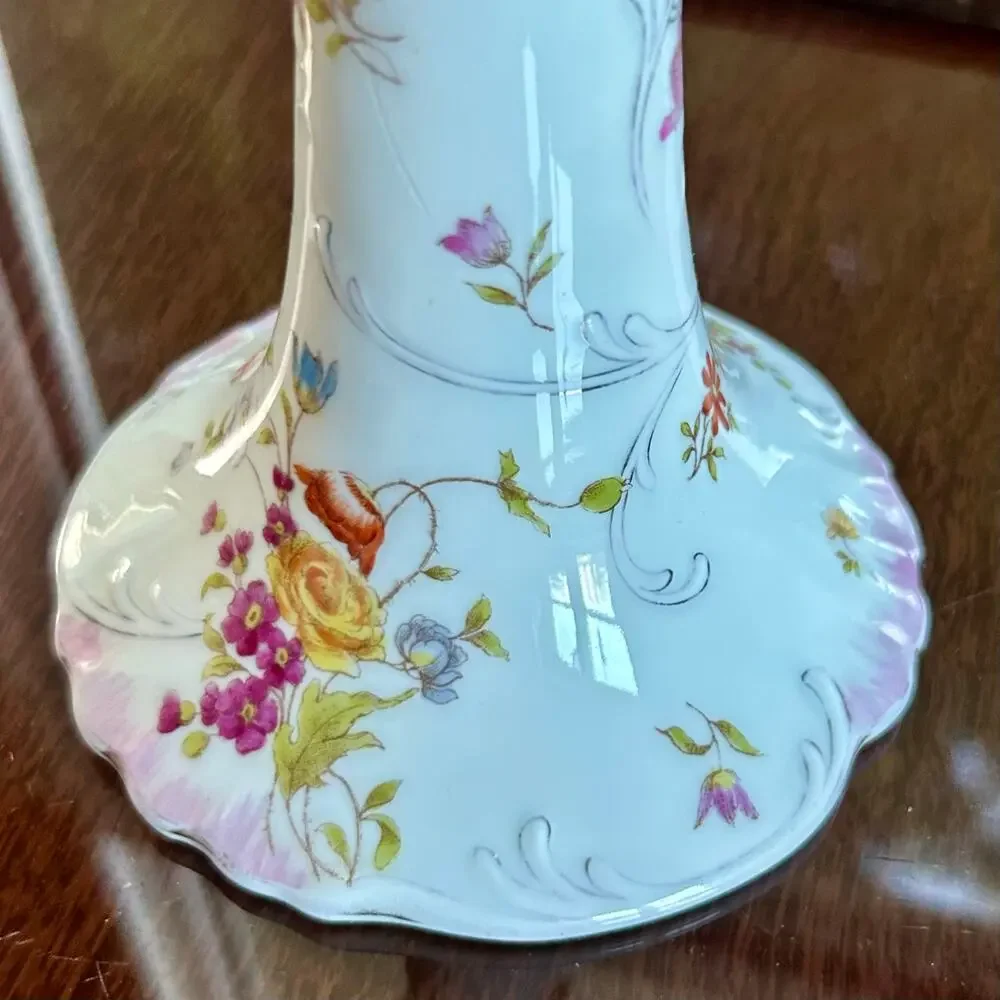 Vintage Floral Candleholder by Carlsbad China, Made in Austria